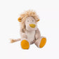 Plush lion toy with yellow accents on a white background