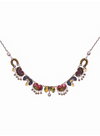 Multicolored gemstone necklace on a white background