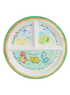 Children's plate with dinosaur design on a white background