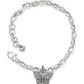 Front view of a silver plated bracelet with a butterfly charm