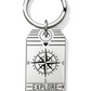Back view of a Silver key fob with Bon Voyage written on it
