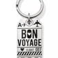 Silver key fob with Bon Voyage written on it