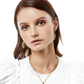 Model wearing a gold leaf necklace
