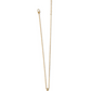 View of a gold leaf necklace on a gold chain
