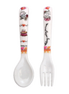 Children's spoon and fork set with cartoon character design on white background