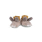 Pair of gray mouse slippers with brown feet on a white background