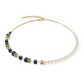 Front View of the GeoCUBE onyx and gold pearl fusion necklace.