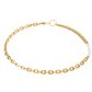 Front view of a gold chain necklace with pearl accents on the side.
