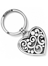 Front view of a heart key chain with swirl details