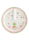 Children's plate with a frog princess design on a white background