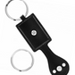 Back view of a black leather double sided key chain