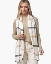 FOXFORD SCARF WHITE NEUTRAL STRIPE MERINO