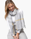 FOXFORD SCARF GREY AND GOLD EXTRA FINE MERINO