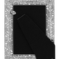 The bacK of a  swirled floral inspired silver picture frame for both portrait and landscape orientation photos.