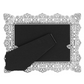 Back view of a silver plated photo frame with an intricate cut out design. 