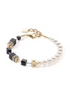 View of the GeoCUBE fusion bracelet in black, gold and pearls
