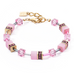 View of a pink and gold bracelet