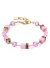 View of a pink and gold bracelet
