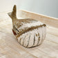 MEDIUM CARVED WOOD WHALE RUSTIC WHITE