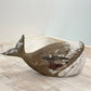 MEDIUM CARVED WOOD WHALE RUSTIC WHITE