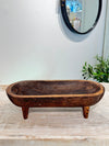 CARVED WOOD LONG OVAL BOWL WITH LEGS