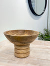 MANGO WOOD ROUND FOOTED BOWL RIBBED