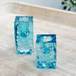 HAMMERED GLASS TAPER HOLDER BLUE SMALL