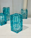 HAMMERED GLASS TAPER HOLDER BLUE LARGE