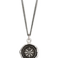 Front view of a pendant necklace in silver