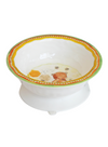 Decorative white bowl with colourful rim on a white background