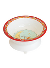 Decorative bowl with a colourful rim and cartoon character on a white background