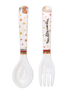 Children's spoon and fork set with cartoon design on a white background