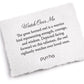 White pillow with text about an owl talisman and brand name 'pyrrha'